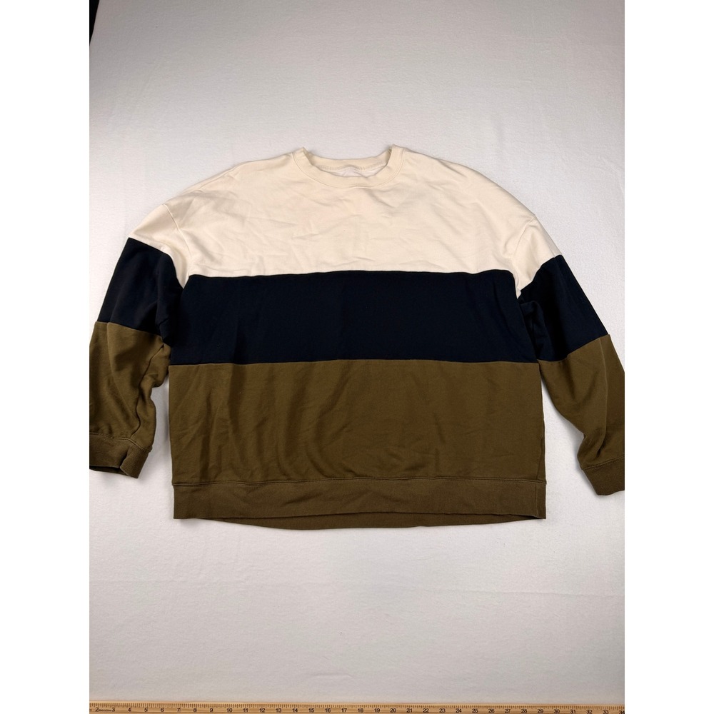 Original Use Mens XXL Colorblock Sweatshirt Cream Navy Olive Green Crewneck